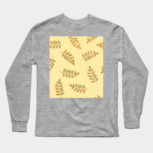 Leaf Prints in orange, teal, pale yellow Long Sleeve T-Shirt